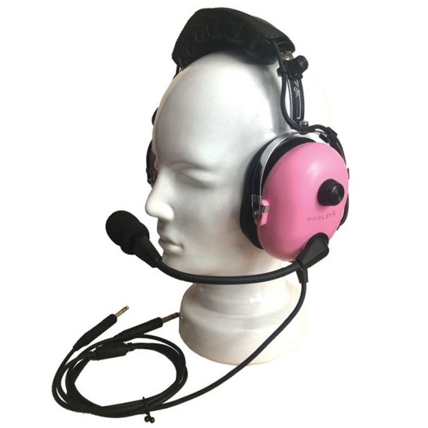 Pooleys Passive Pink Pilot’s Headset with Free Headset Bag