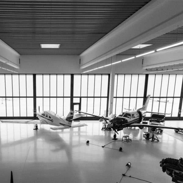 Piper Germany Maintenance planes in hanger bw