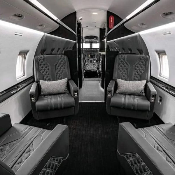 Pristine Jet Charter Club Four inside a private jet-min