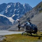 Rakaia Glaciers Scenic Flight From Christchurch Helicopters helicopter in front of mountains