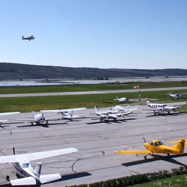 Runway with planes ready for flight