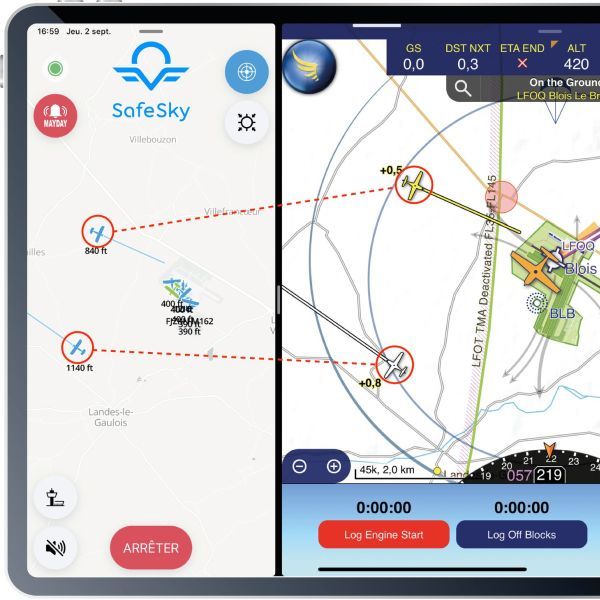 Safesky. Integrated with navigation software