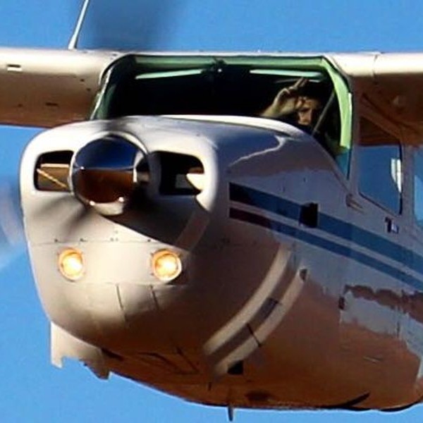 Scenic Air Namibia close up of nose and prop in flight