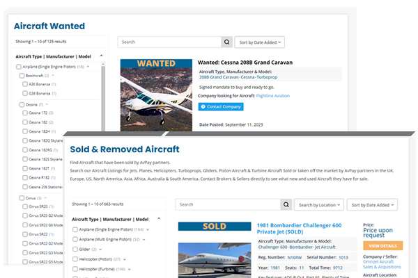 Sold & Wanted Aircraft on AvPay