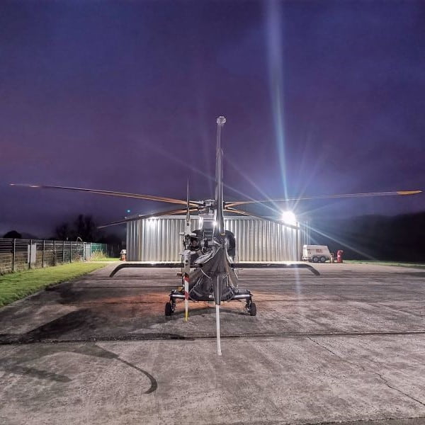Welshpool Airport Agusta A109 at night