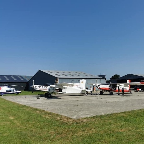 Welshpool Airport Pilatus PC6 parked on the tarma-min