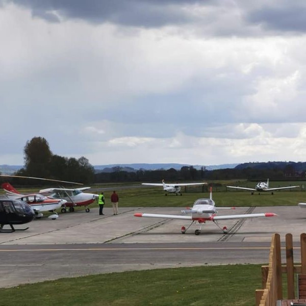 Welshpool Airport aircraft parked on the apron